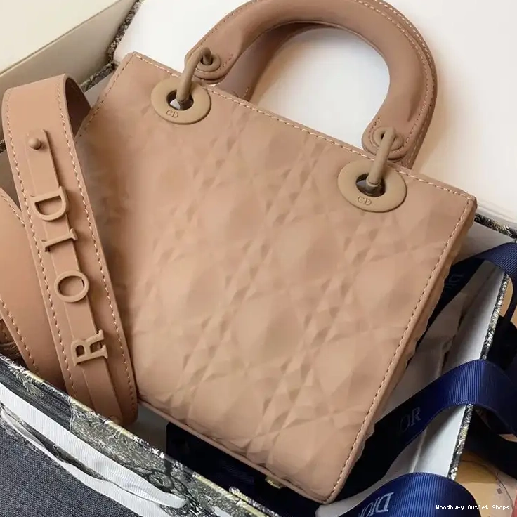 Cheap Lady Ultramatte Bag Calfskin Cannage Frosted Apricot Small Dior 0412 Hot Sale